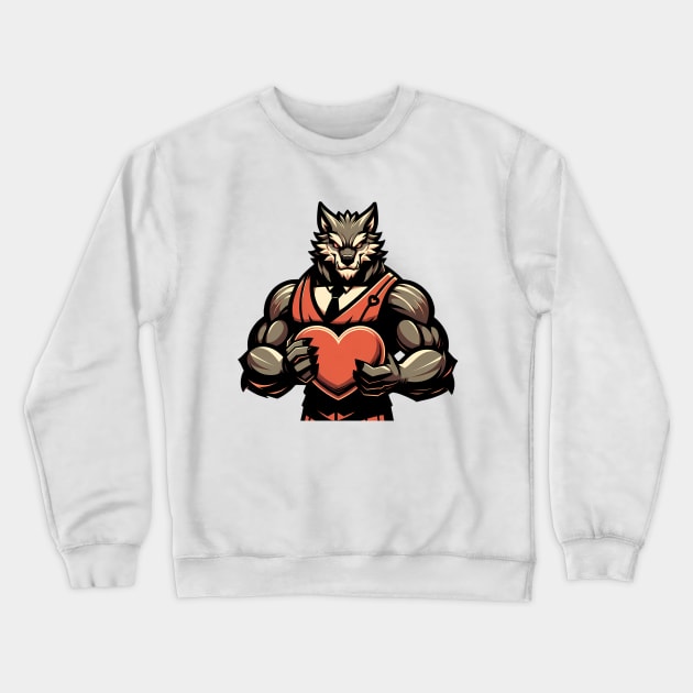 Anthro Furry Werewolf Valentine Lover Crewneck Sweatshirt by Blue Bull Bazaar